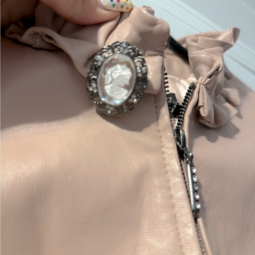 Pamela McCoy leather moto jacket -Dusty Rose - Picture 8 of 9